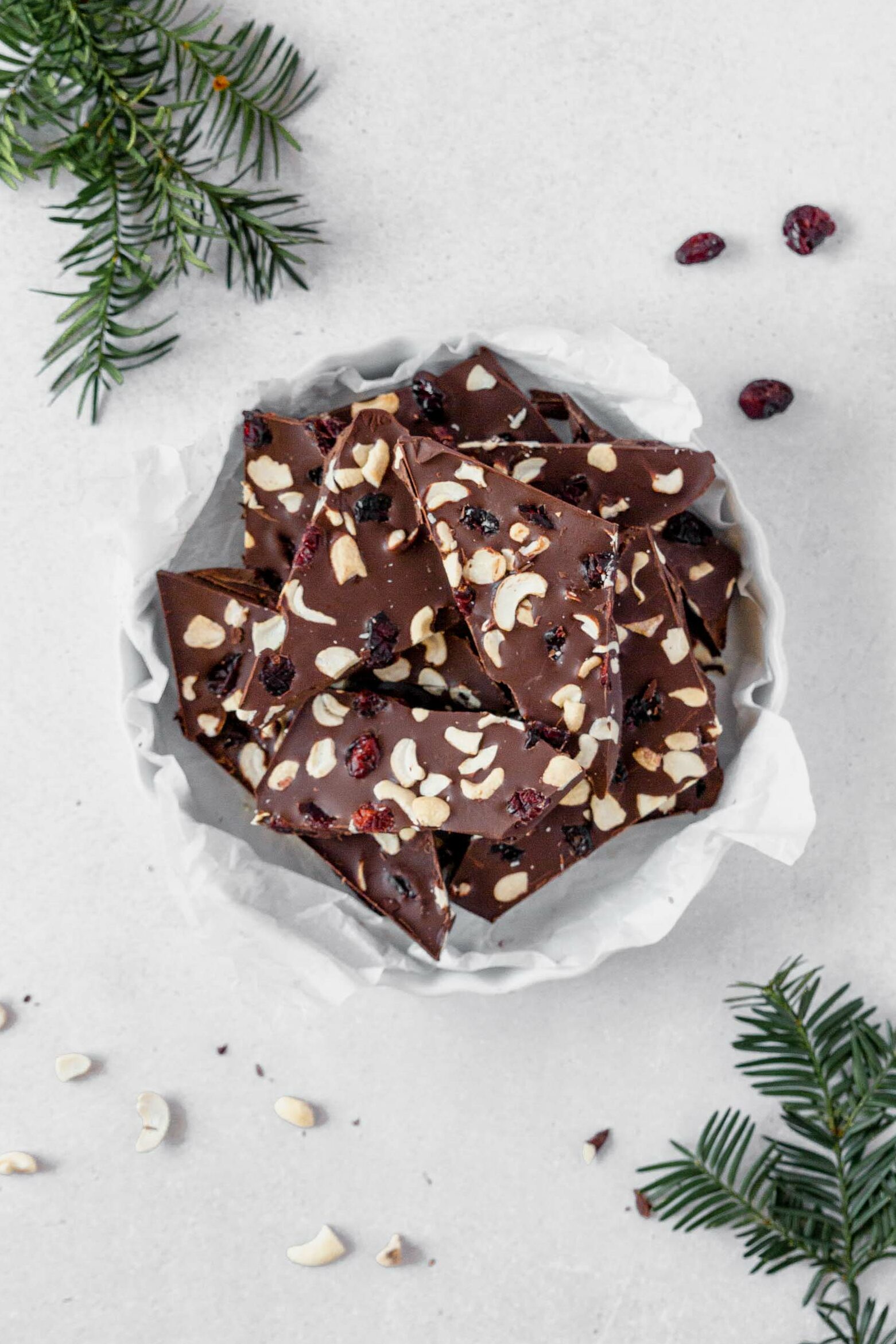 Cranberry Cashew Chocolate Bark