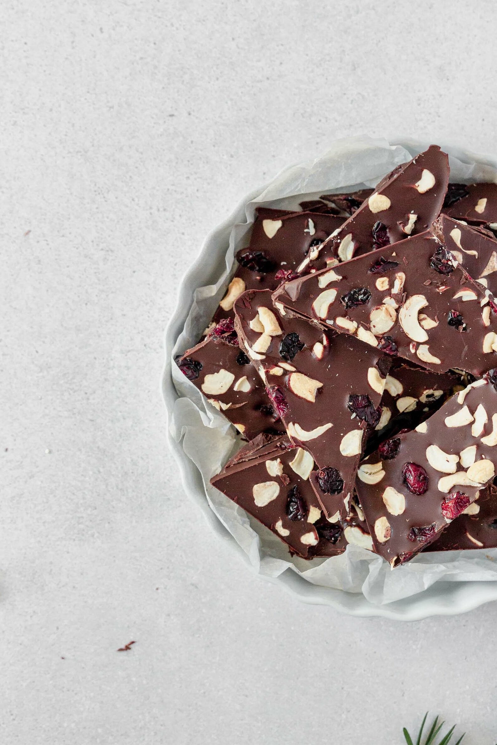 Cranberry Cashew Chocolate Bark