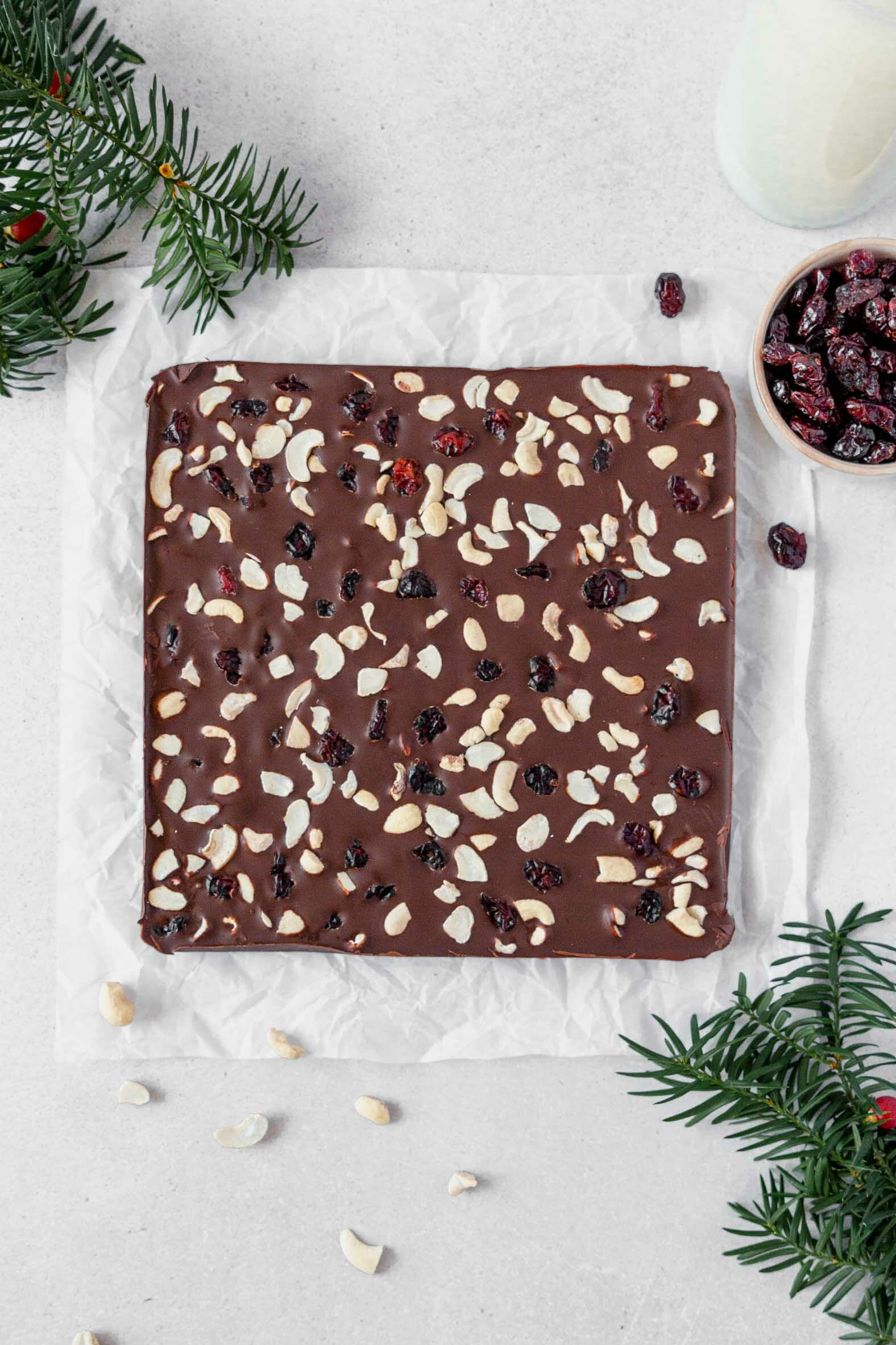 Cranberry Cashew Chocolate Bark