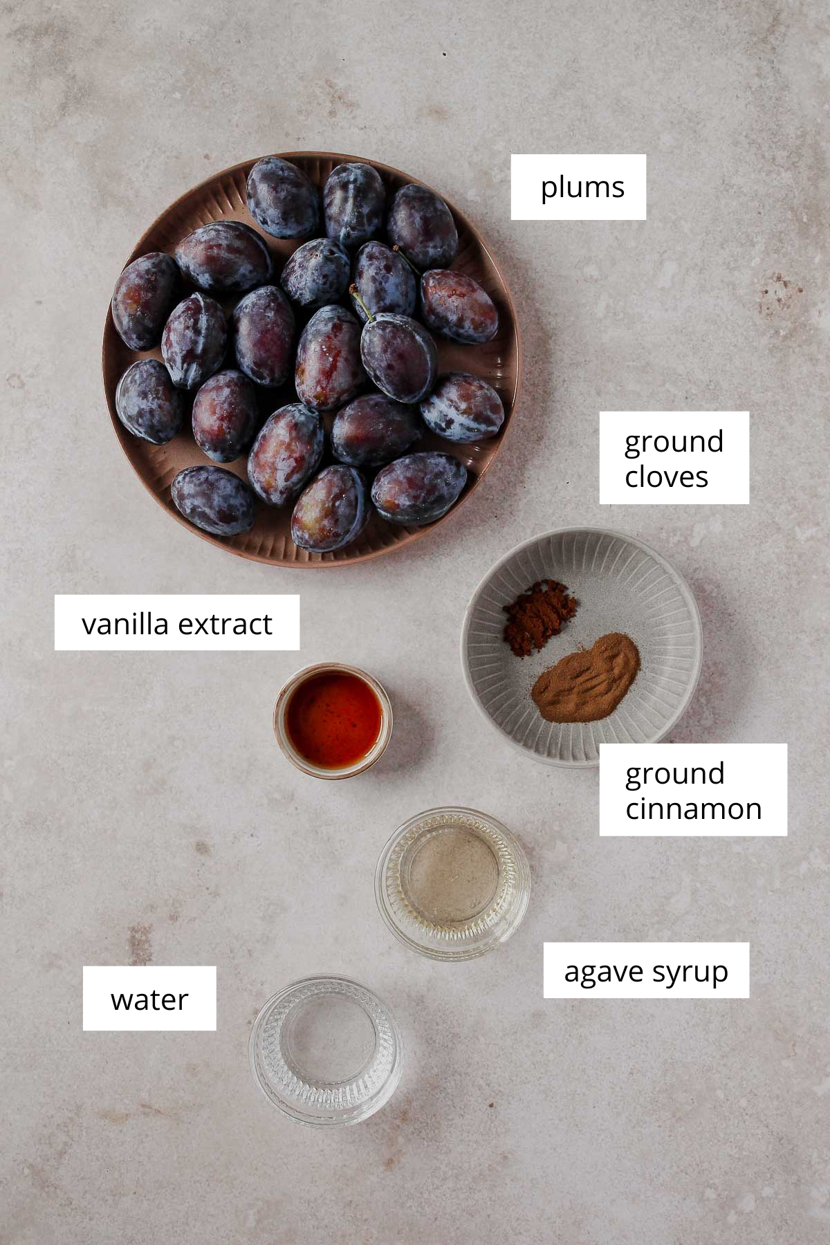 ingredients for plum compote