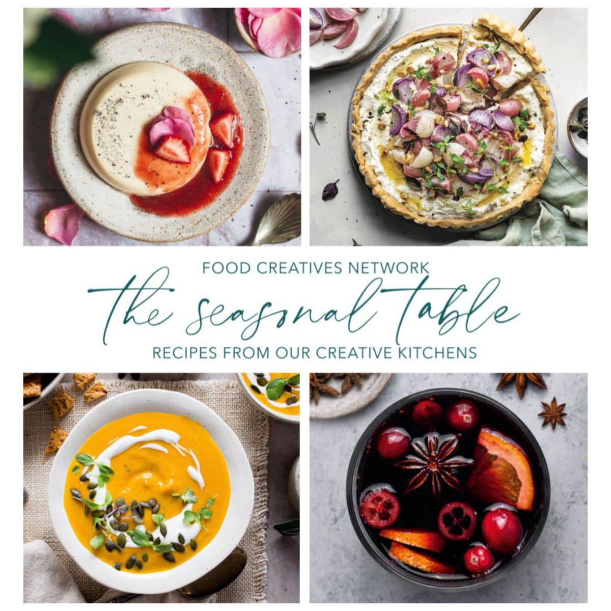 cookbook cover of the season table by the food creatives network community.