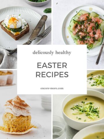 graphic with four healthy and flavourful easter recipes.