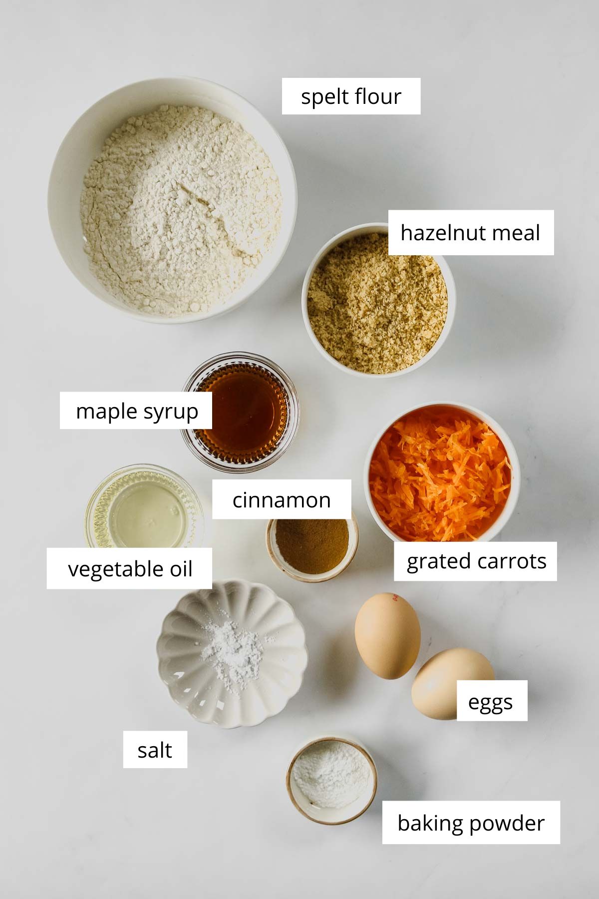 ingredients for healthier carrot cake cupcakes recipe.