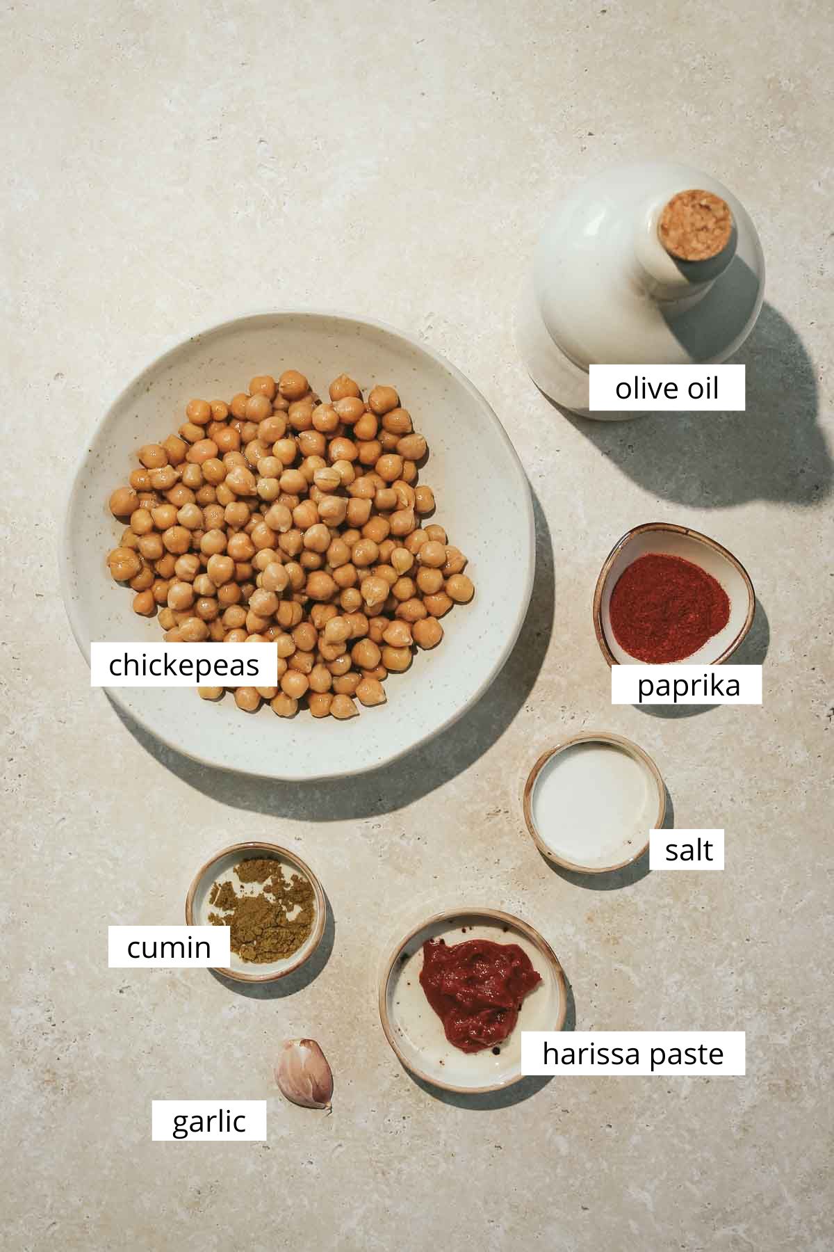 ingredients for spicy hummus without tahini.